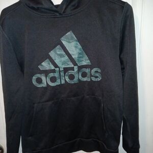 Adidas Boys  Black Pull Over Hoodie Big Logo